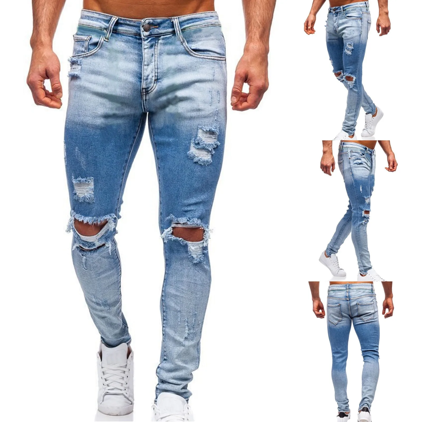 

Open Men's Feet Milled Jeans Zipper Trousers Water Feet Woven Placket Casual Men's pants
