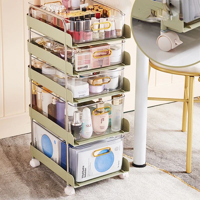 

Trolley Kitchen Spice Rack Floor-to-ceiling Removable Storage Rack Bathroom Multi-layer Light Luxury Wind Drawer Storage Box