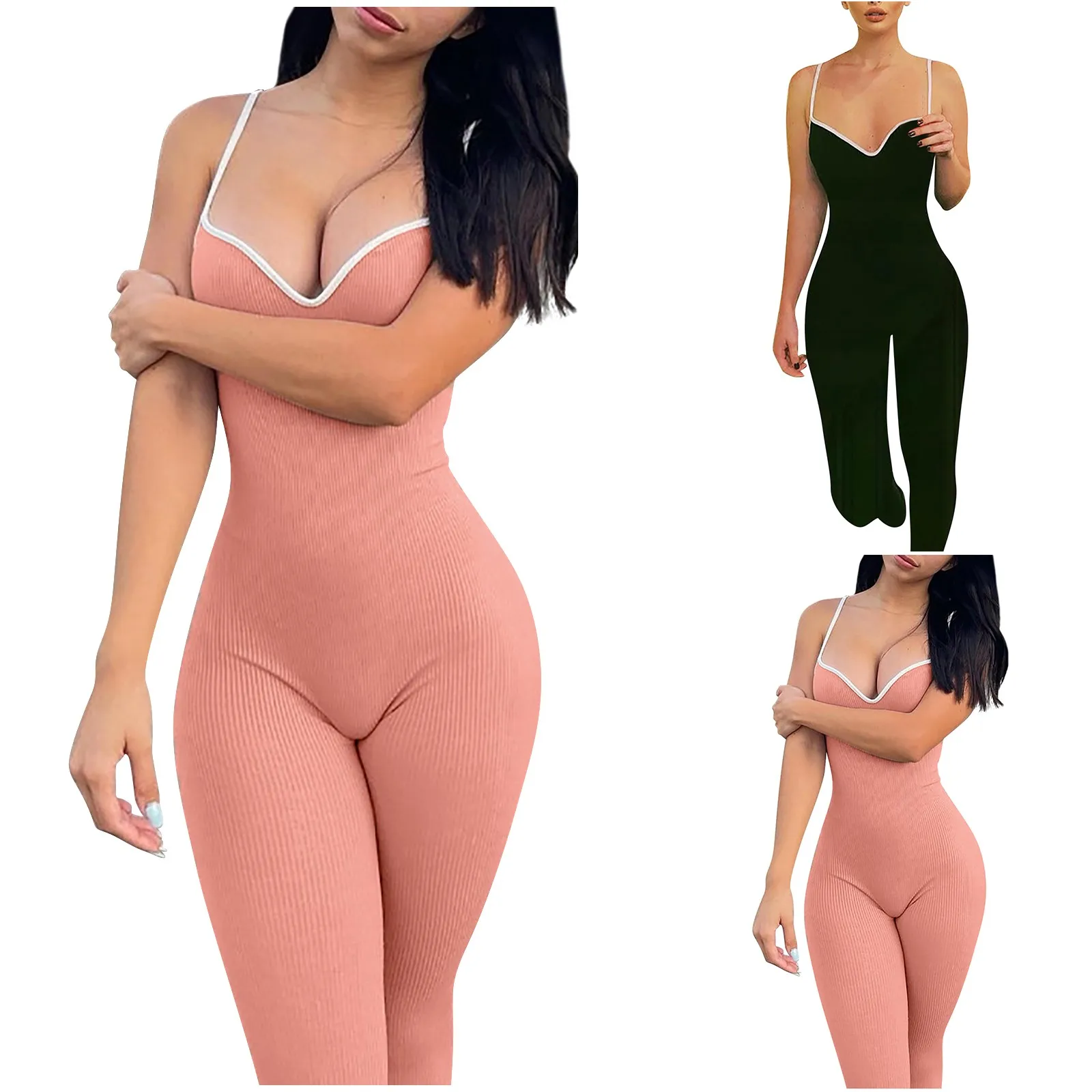 

Women Fashion Yoga Jumpsuits Workout Ribbed Long Sleeve Sport Jumpsuits Chiffon Overlay Jumpsuit