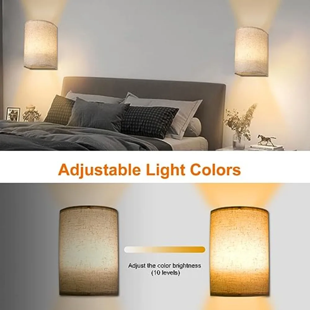 

Fabric Lampshade Colored Wall Lamp Battery Powered Remote Control LED Ambient Light Color Lighting/dual Color Temperature