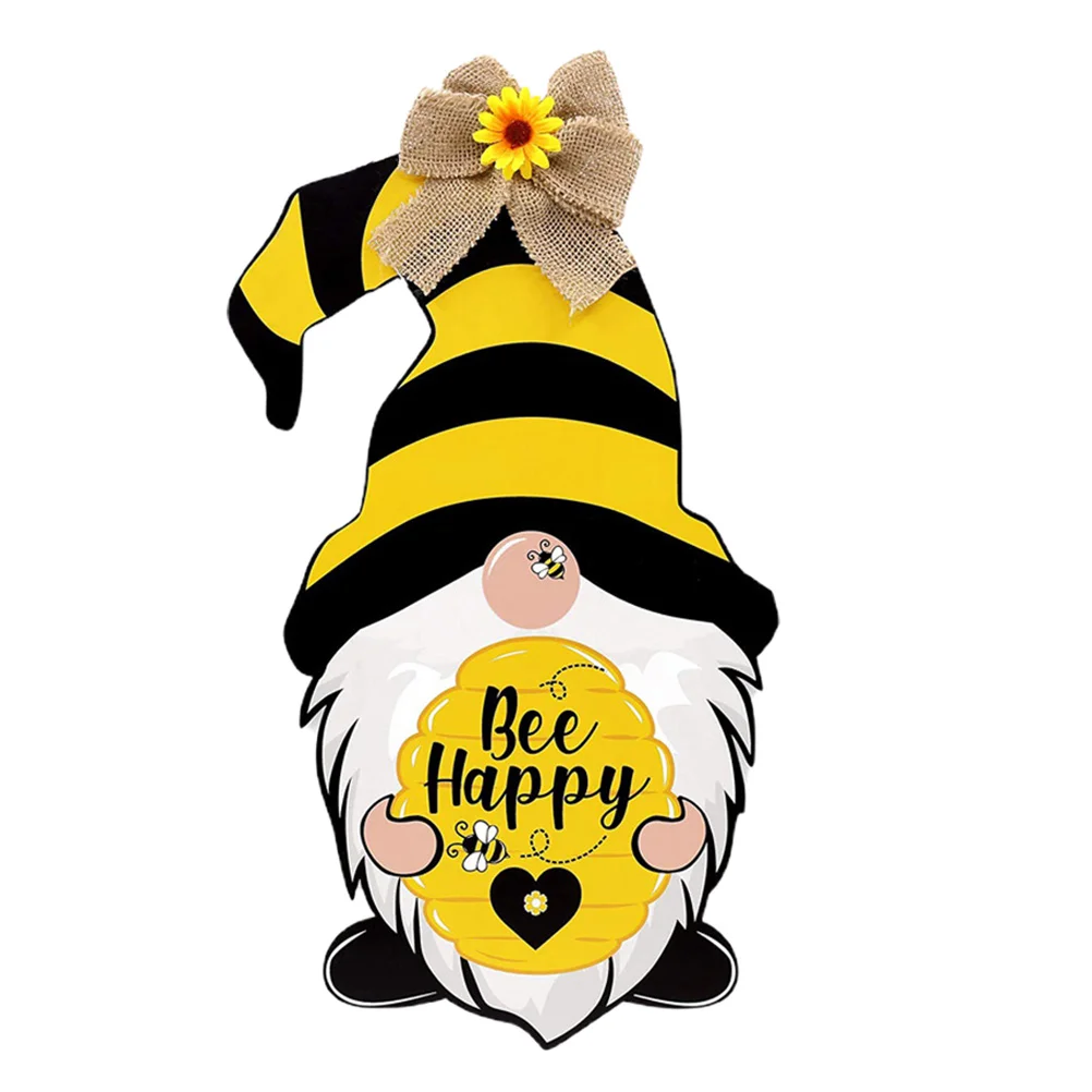 

1pc Bee Festival Wooden Hanging Decor Gnome Pendent Door Hanging Ornament