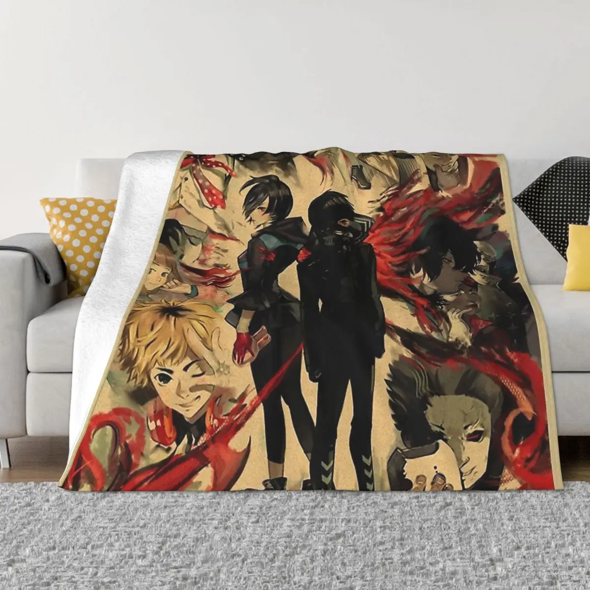 

Одеяло с японским аниме Токийский Гуль, Фланелевое весенне-осеннее теплое одеяло для команды, постельное белье на зиму