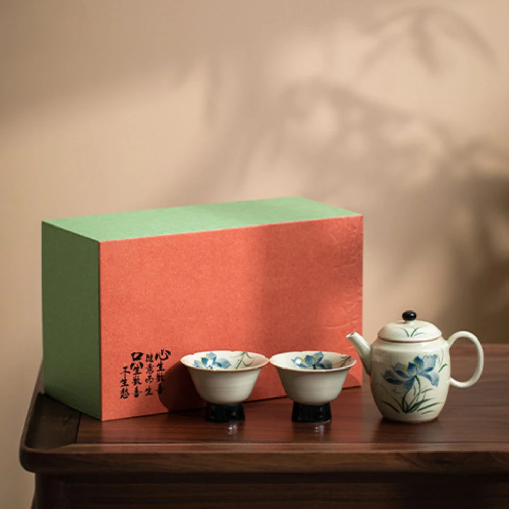

Pure Hand-painted Underglaze Colored Tea Set Complete Set Antique Tea Set Kit Tea Ceremony Teapot and Tea Cup Set Tea Services