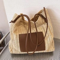 large capacity woven womens tote bag 2022 summer beach straw bohemian tote purses and handbag designer lady travel shopping bag