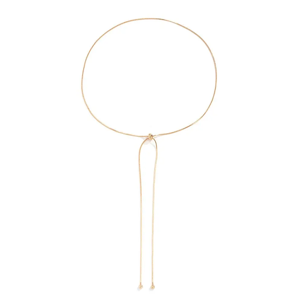 

Hot Snake Chain Casual Choker Necklace with Ball Pendant Gold Silver Color Fine Copper Link on Neck Women Fashion Jewelry