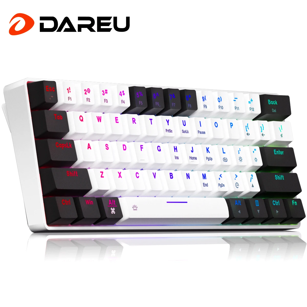 Проводная Механическая клавиатура DAREU EK861S RGB, 61 клавиша, красные переключатели, колпачки клавиш ABS, N-key Rollover с магнитными ножками