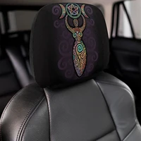 wicca wiccan triple moon gaia themed pattern 2 pack car headrest cover seat rest protector cover universal fit most car