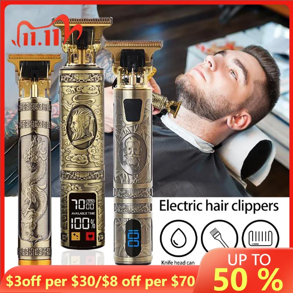 

Vintage T9 Electric Hair Clipper Hair Cutting Machine Professional Men's Electric Shaver Rechargeable Barber trimmer for men USB