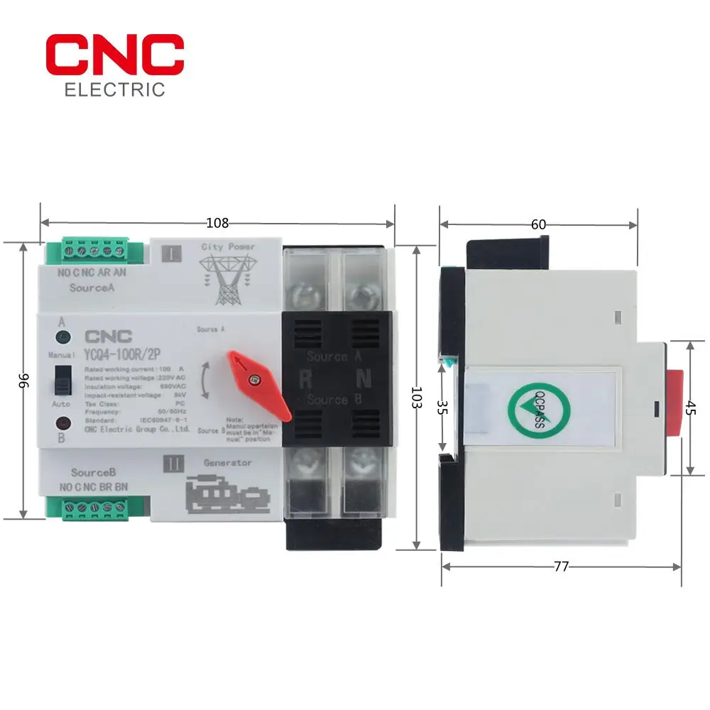CNC Din Rail ATS Mini Dual Power автоматический переключатель электрические переключатели
