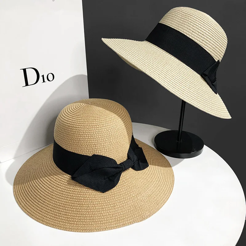 2023 New Fashion Woman Straw Hat Luxury Temperament Decorative Ribbon Bow Hat Common for Outdoor Daily Shopping