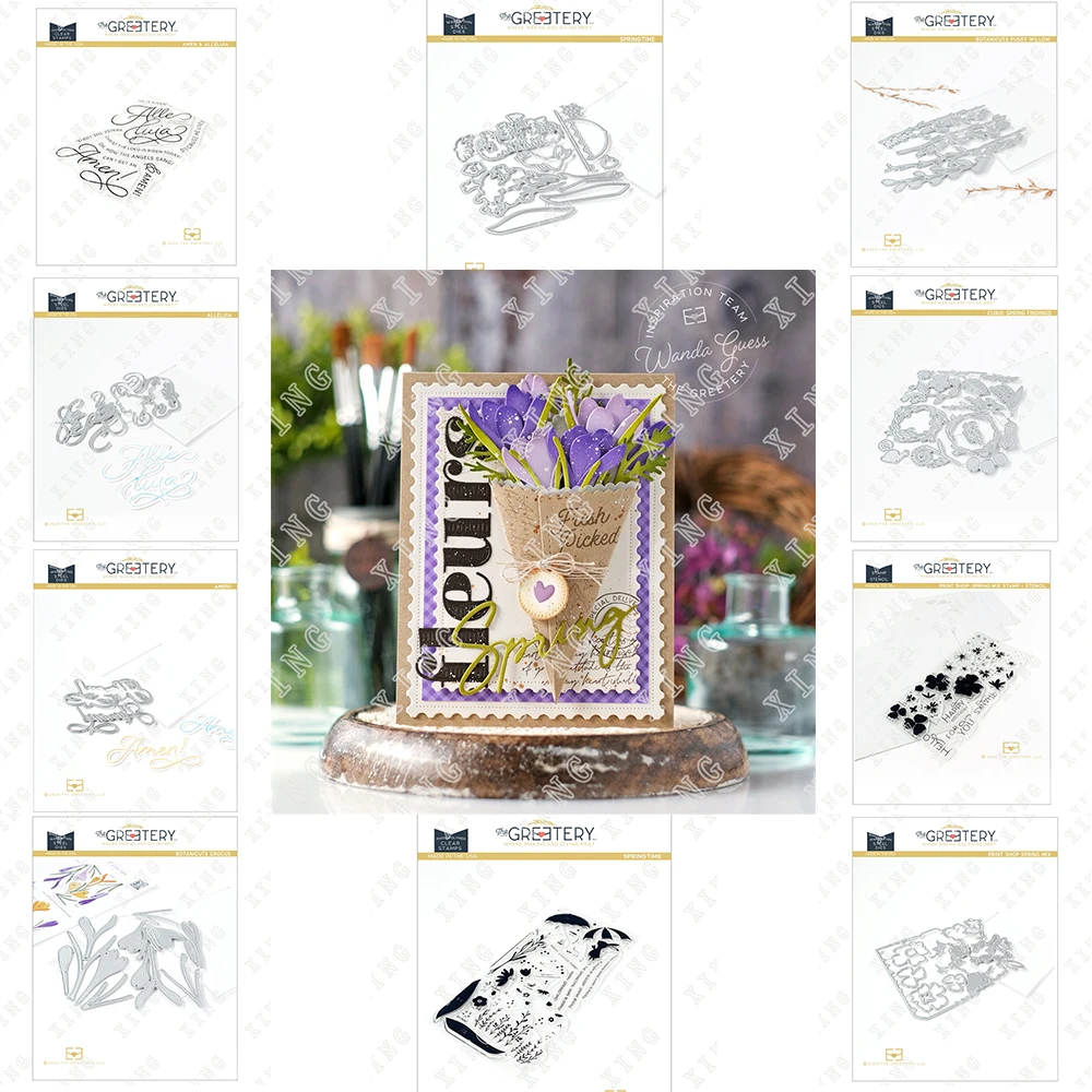 

Металлические Вырубные штампы 2022, сделай сам, украшение, ремесло, тиснение, аллуия ботаника, Крокус, киска, ива, весенние смешанные силиконов...