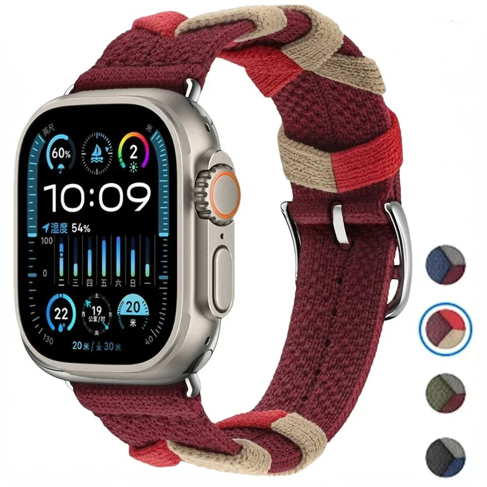 Ремешок нейлоновый для Apple Watch Ultra 2 оригинальный браслет iWatch Series 9 8 SE 7 6 5 45 мм 41 44 40 42