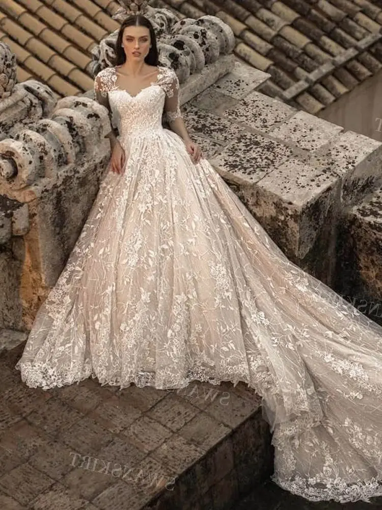 

Женское свадебное платье It's yiiya, белое ТРАПЕЦИЕВИДНОЕ ПЛАТЬЕ со шлейфом на лето 2021