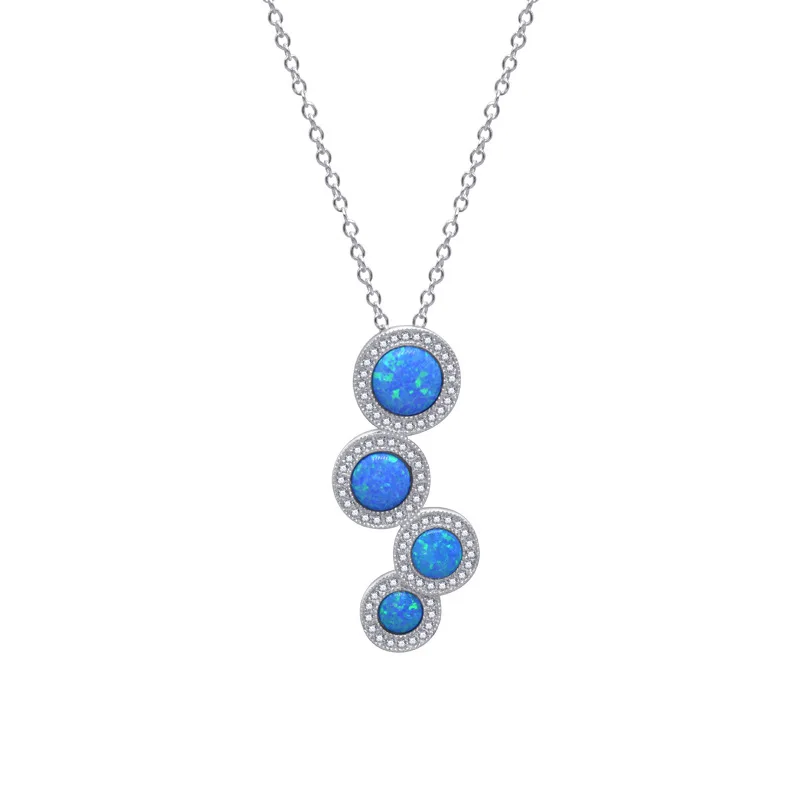 

Europe and the United States selling 925 silver new magic Opal necklace elegant fashion blue circle connected women's necklace.