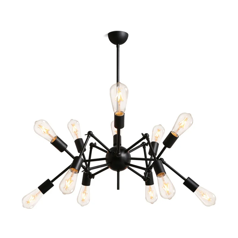 

Американская Ретро промышленная Гостевая столовая спальня скандинавский креативный железный черный паук Осьминог телескопическая люстра