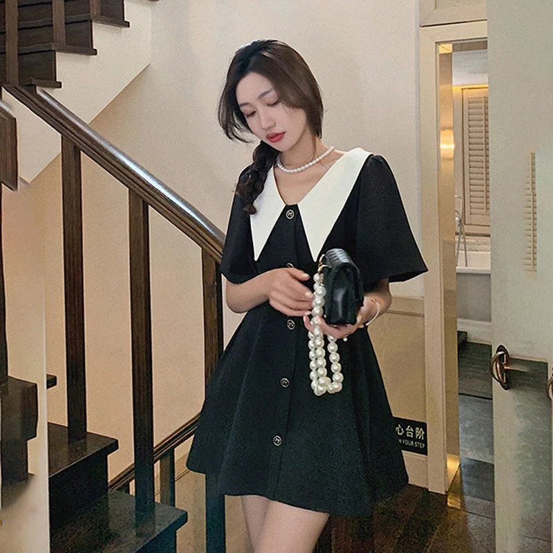 2022 летнее повседневное ТРАПЕЦИЕВИДНОЕ женское мини-платье с коротким рукавом