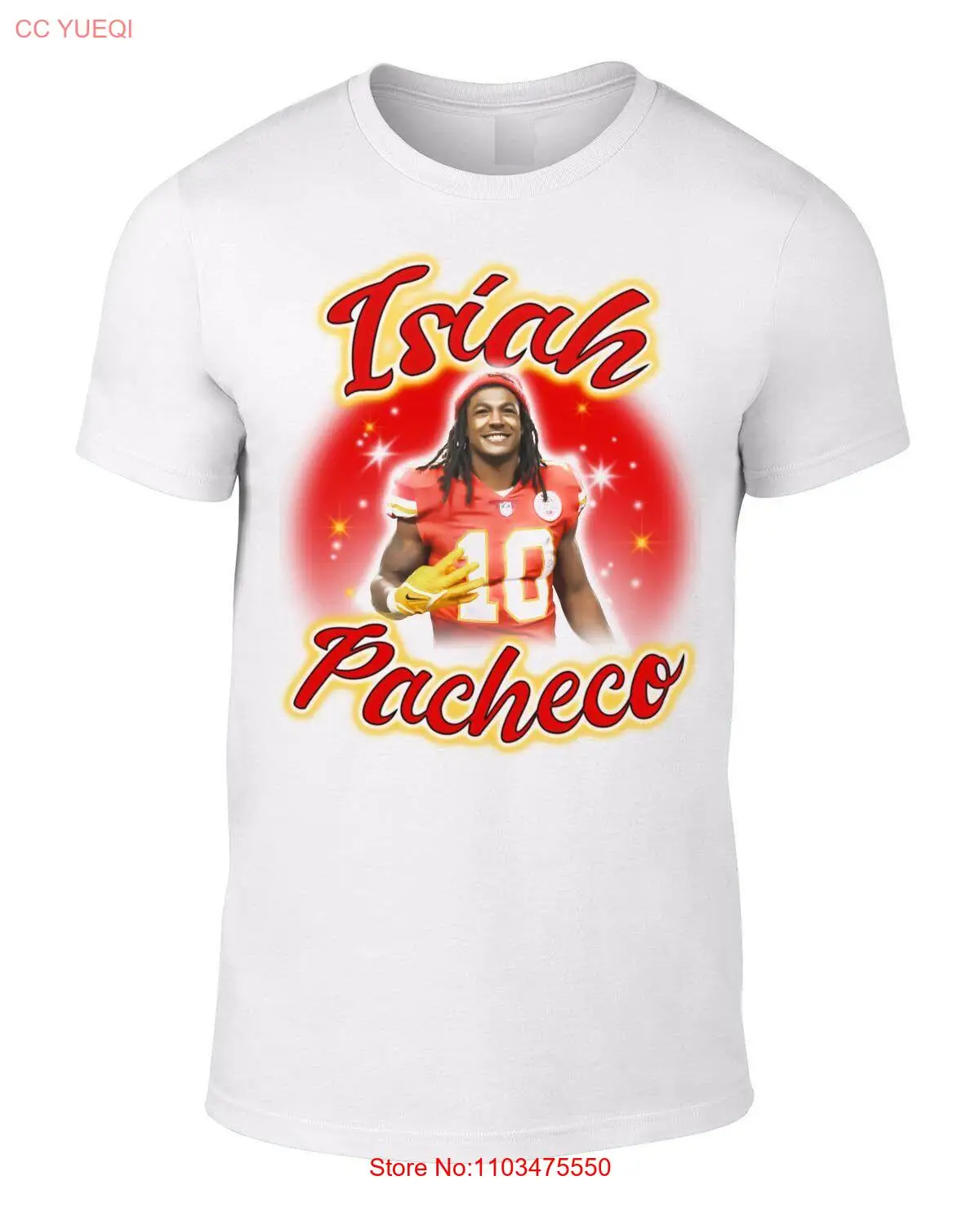 Футболка Isiah Pacheco в стиле аэрографа