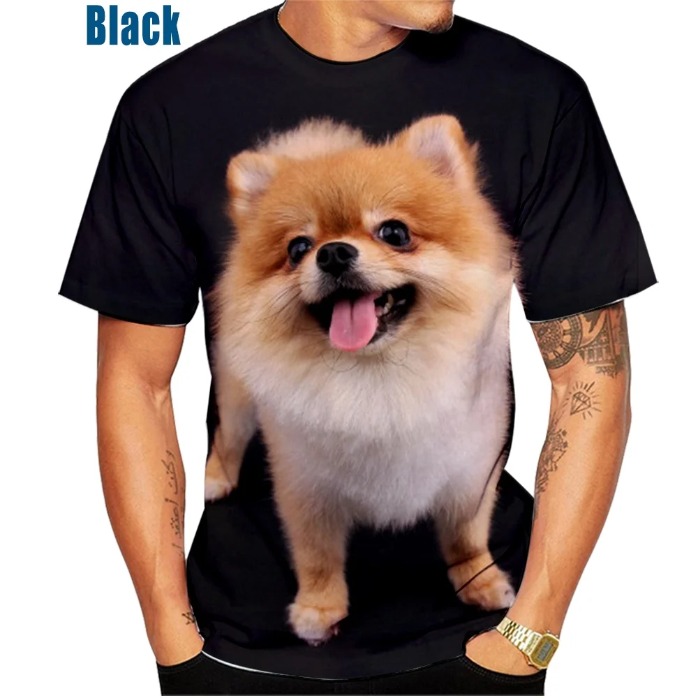 

Pomeranian 3D Printed Fashion Casual Crewneck T-shirt Cute and Fun Animal Dog Print Neutral Top