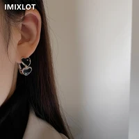 korean fashion black drop oil love hoop earrings women vintage punk rock aesthetic jewelry emo y2k gothic luxury accessories