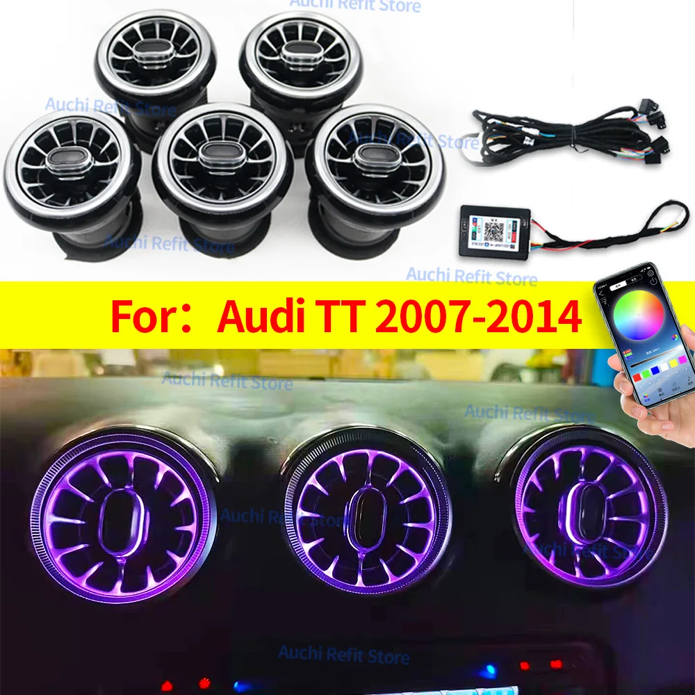 256 Colours LED Air Vents For Audi TT 2007-2014 APP Control Car AC Conditioner Turbo Outlet Decoration Lamp Ambient light Refit 256 Colours LED Air Vents For Audi TT 2007-2014 APP Control Car AC Conditioner Turbo Outlet Decoration Lamp Ambient light Refit