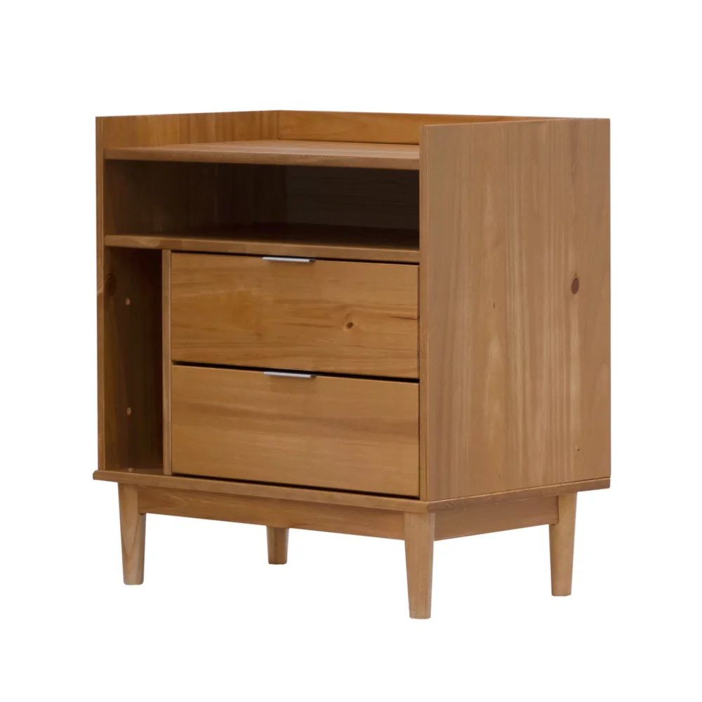 

Mid-Century Modern 2-Drawer Wood Nightstand
