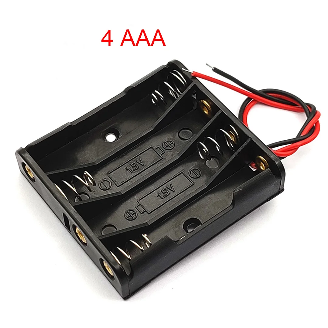 

5Pcs 4 *AAA 6V Power Battery Storage Case Plastic Box AAA Battery Holder Case With Cable 4 Slots Series Connection DIY