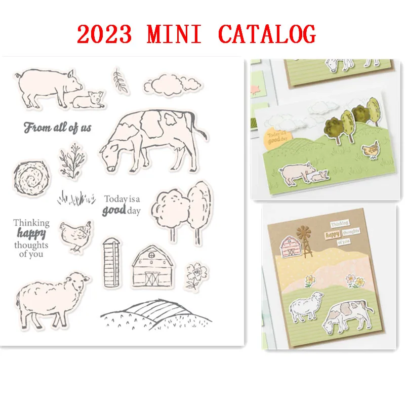 

ON THE FARM Rubber Stamp And Metal Cutting Dies For DIY Decoration Greeting Card Scrapbooking Album Material 2023 New Arrival