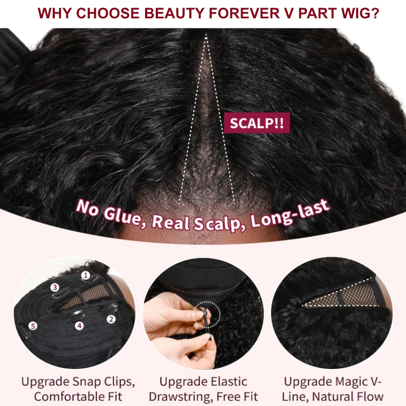 Beauty Forever Upgrade 2.0 V-образный парик из натуральных волос Реальная плотность кожи