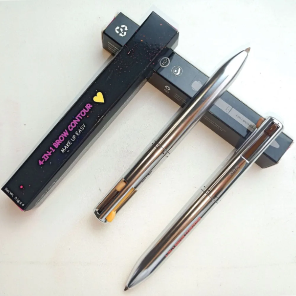 1pc 4 In 1 Eyeliner Eyebrow Enhancers Easy to Wear Eyebrow Contour Pen Defining Highlighting Brow Pen Waterproof Sweatproof
