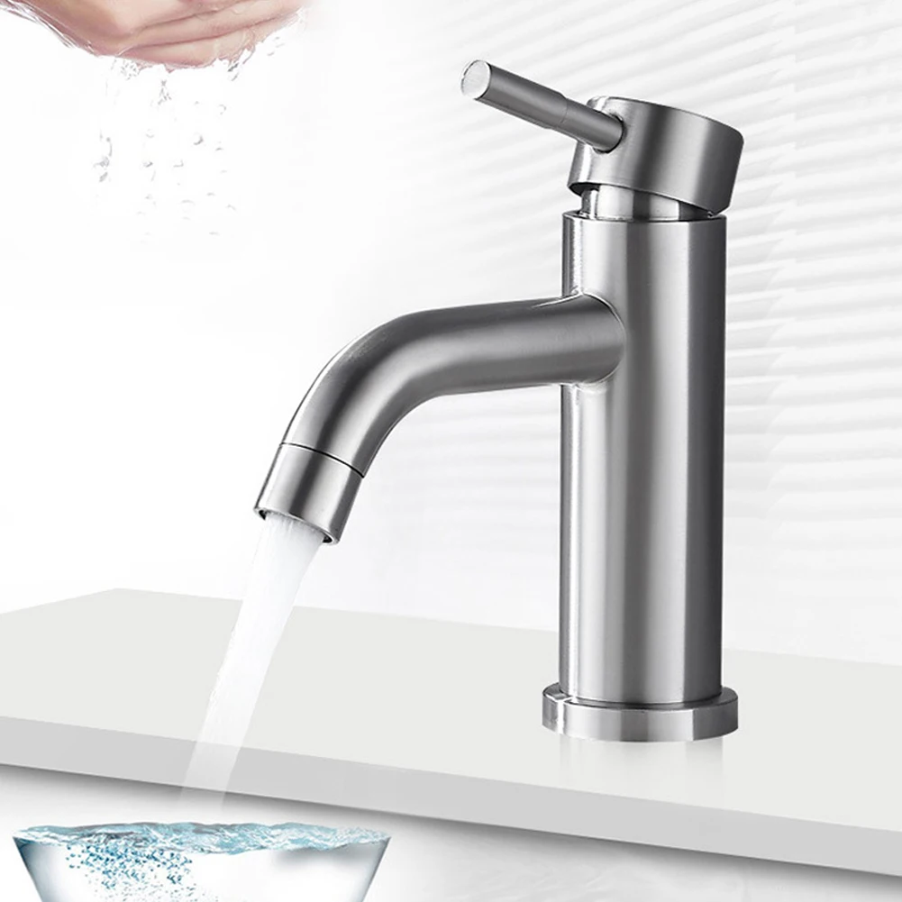 

Stainless Steel Single Handle Faucet Hot Cold Faucet Basin Faucet Bar Hotel Apartment BathroomTap Rust Proof Corrosion Resisting