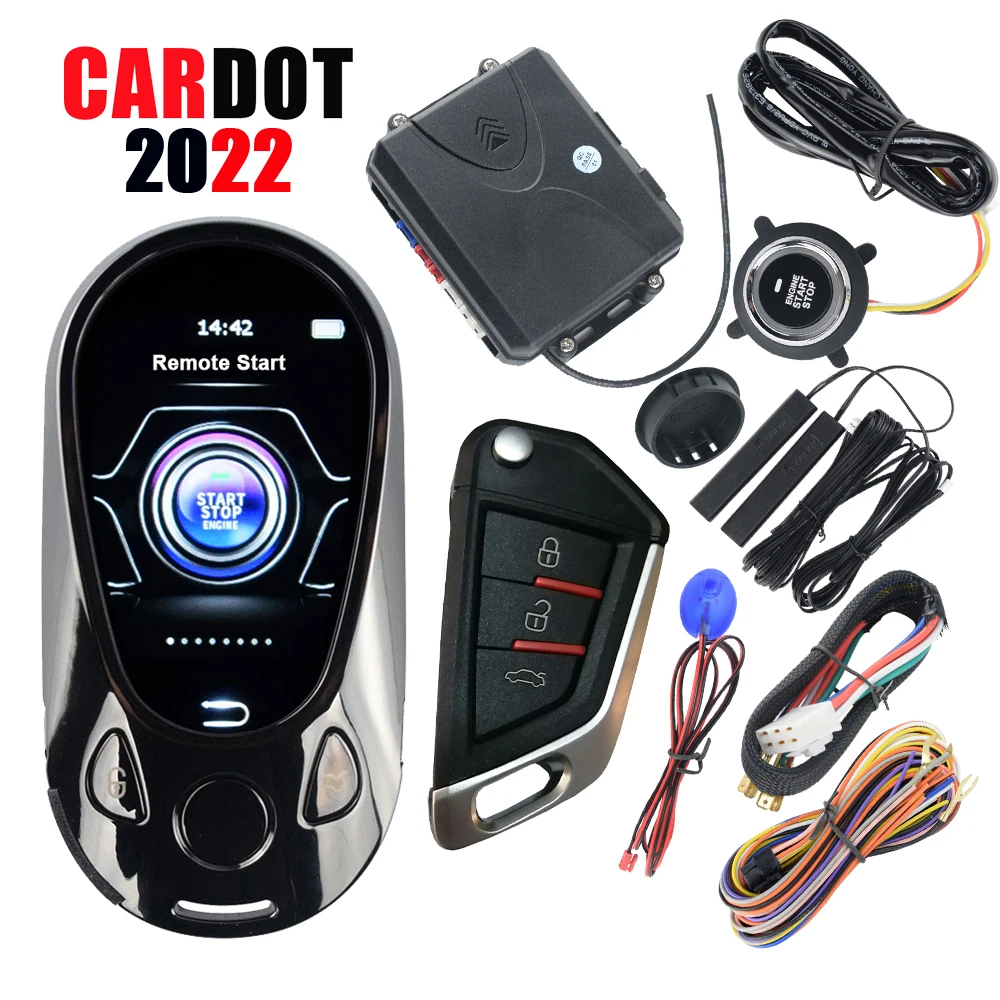 

CARDOT Lcd Key Control Smart Pke Keyless Entry system Remote Starter Car Alarm For Ignition Cars