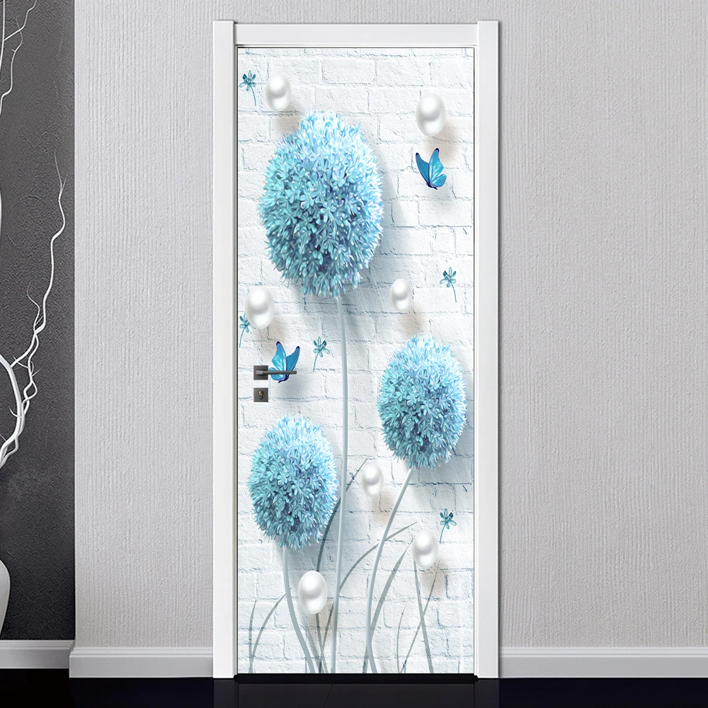 Красивые розы дверные наклейки ПВХ водонепроницаемые съемные обои натуральные