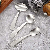 creative oval head soup spoon children sanded tablespoons ice cream coffee shovel cute scoop home tableware kitchen utensils
