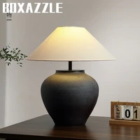 qiji style pottery pot table lamp new chinese style japanese style black table lamp for living room bedroom hotel bedside lamps