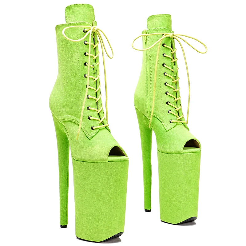 Leecabe  26CM/10inches Suede Upper   sexy exotic High Heel platform party open toe  shoes Pole Dance boot