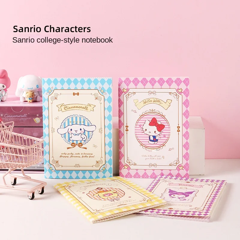 

Kawaii Sanrios Kuromi Melody College Wind блокнот, симпатичный блокнот A5B5 с горизонтальной линией, внутренняя страница, студенческий карточный рукав, блокнот ...