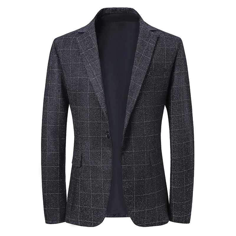 

High Quality Blazer Men's Italian Check Style Elegant Fashion Business Casual Groomsmen Dresses Gentlemen Formal Fitted Coat