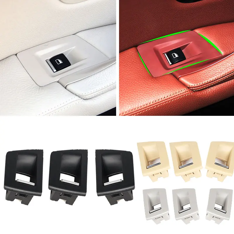 

For BMW 5 Series F10 F18 2011 2012 2013 2014 2015 3pcs Carbon Texture Interior Door Window Lift Adjust Switch Button Cover Trim