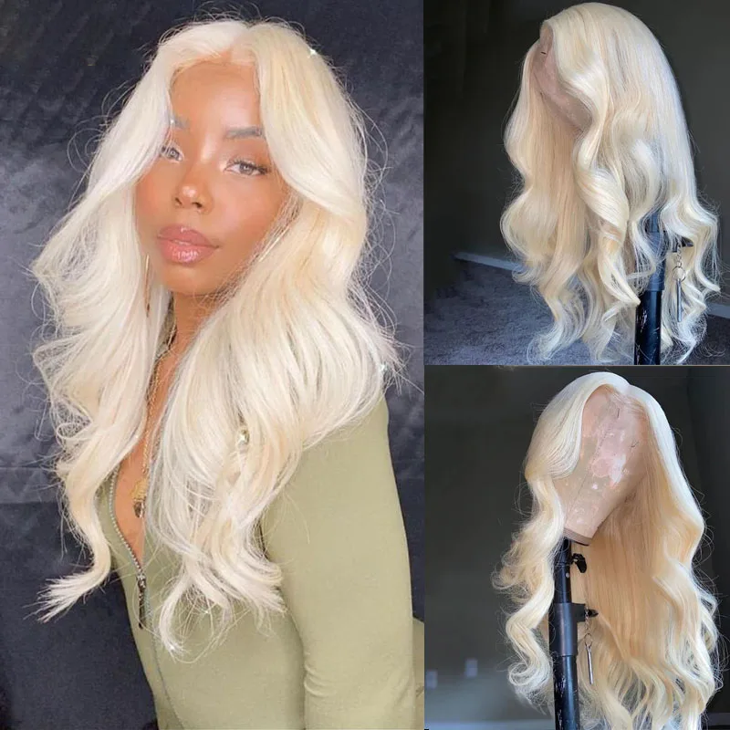 Long Soft 613 Blonde Body Wave HD 13x4Lace Front Wig mixed human hair blend synthetic wig For Black Babyhair Preplucked Cosplay