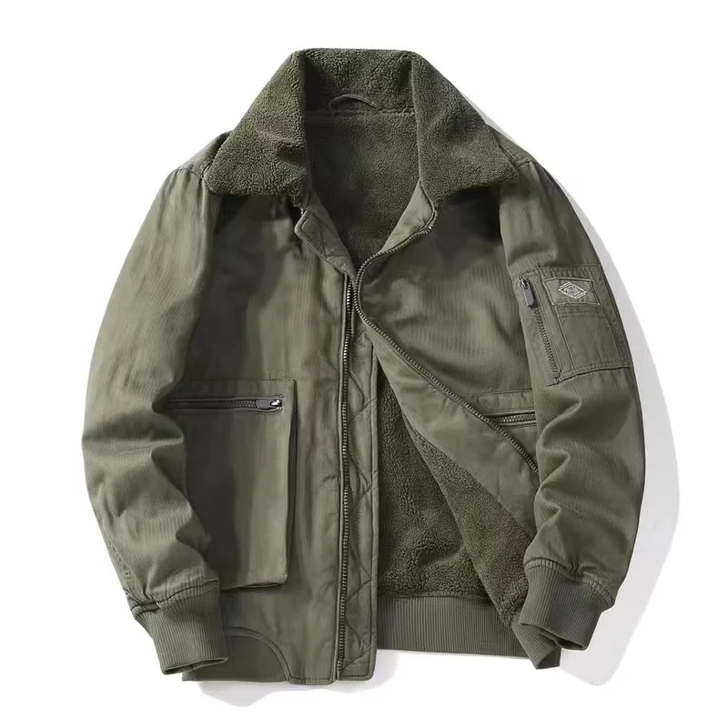 Winter Men's Cotton Coat Men's Jacket Man Cashmere Cotton Clothes  plush  Thickened Male Winter Work Clothes Warm Cotton Jacket