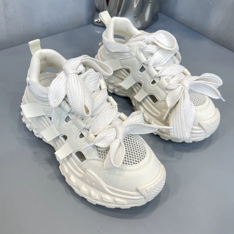 

Ladies Shoes 2023 High Quality Lace Up Women's Vulcanize Shoes Summer Round Toe Breathable Mesh Shoes Ladies Platform Sneakers