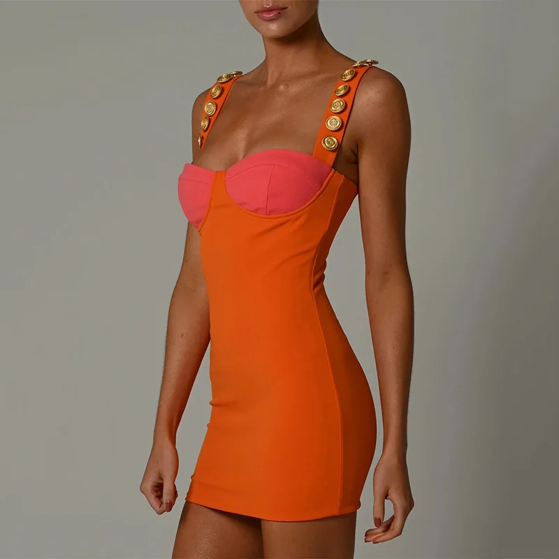 

The Tpring Fashion Sexy Backless Low-Cut Tight Waist Condole Belt Connect Dress Skirt