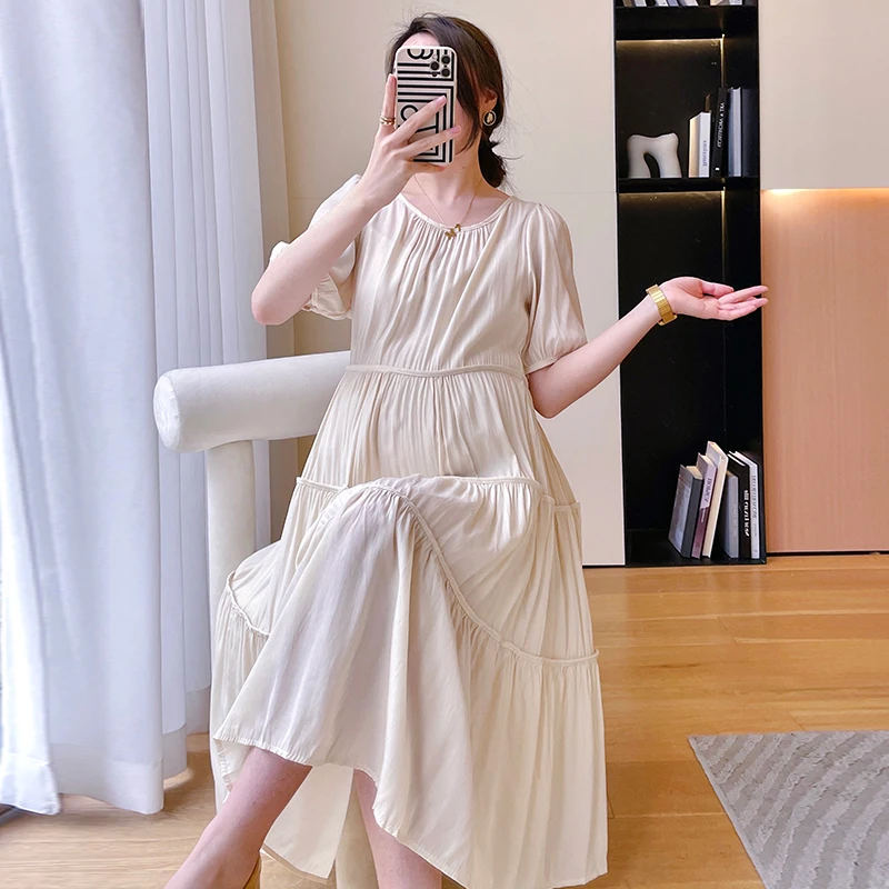 

811 #2022 летнее корейское модное лоскутное длинное платье для беременных элегантная трапециевидная тонкая свободная одежда для беременных же...