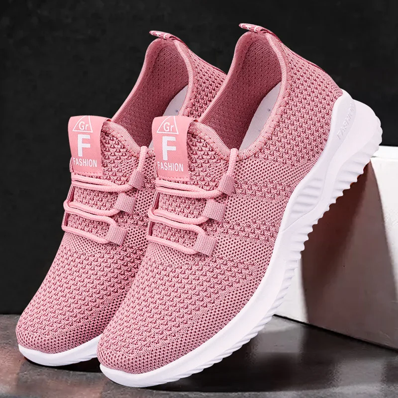 

Women's Sneakers Fashion Knitted Loafers Breathable Mesh Height-increasing Slip-on Female Casual Chunky Footwear Outdoor Shoes