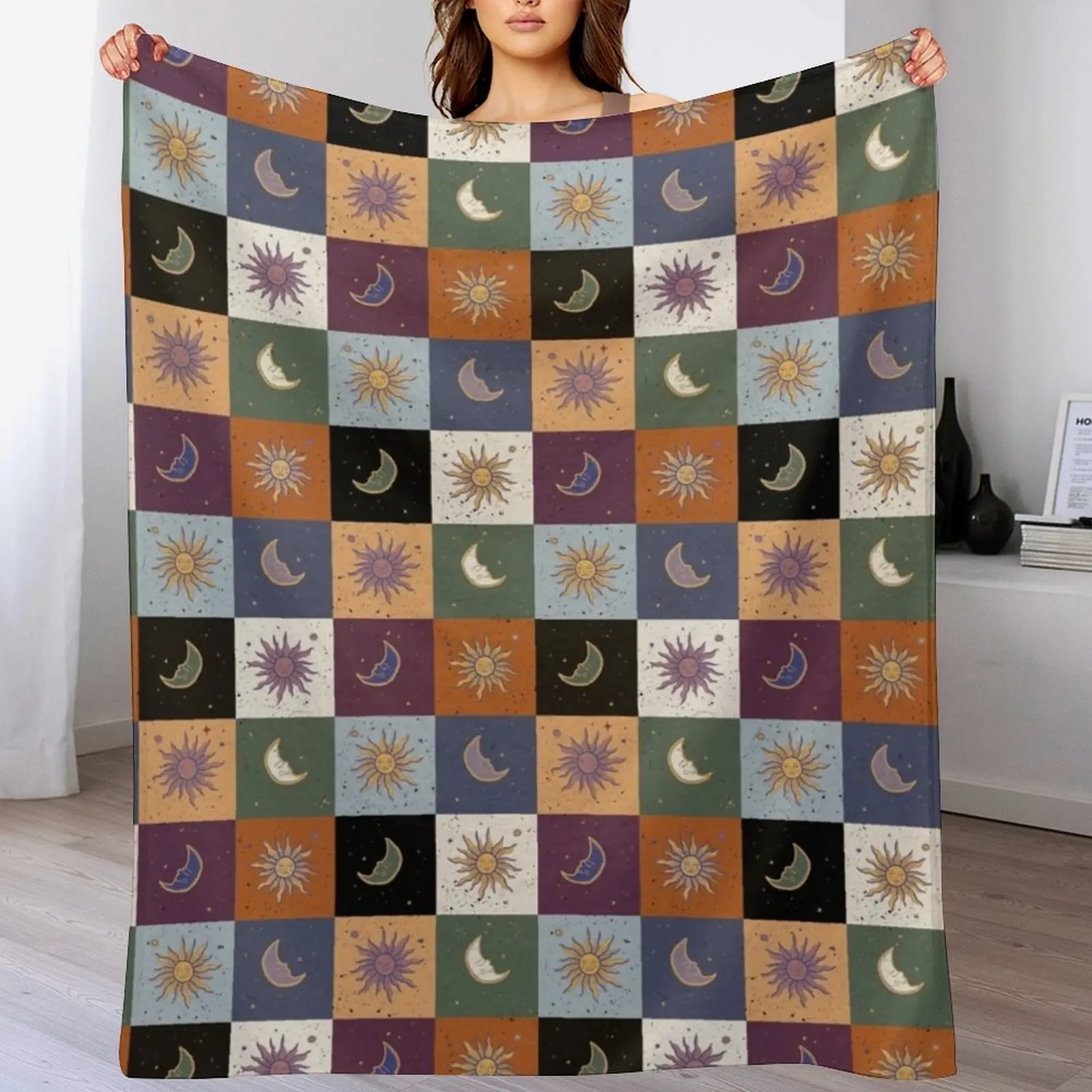 Мистический шахматный узор (Луна солнце) плед одеяло Аниме Манга одеяла