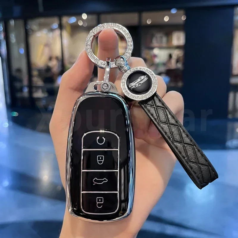 Фото Чехол для автомобильного ключа из ТПУ, держатель для брелока для Chery Tiggo 8 Pro, Tiggo 8 Plus, New 5 Plus, 7 Pro, 4, Tiggo 4, 5X, 7 Pro, 8, Exeed TXL, TX, LX №1