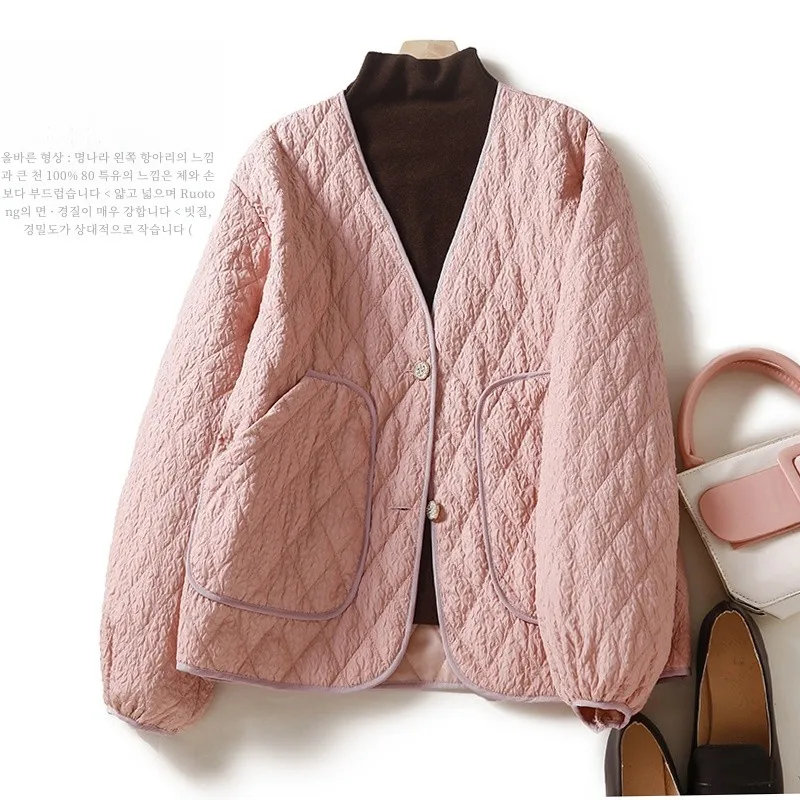 Одежда с хлопковой подкладкой в виде ромба. Женская одежда. Короткая зимняя новая