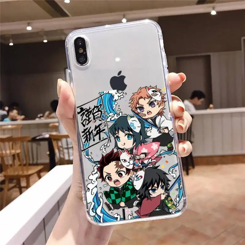 

Demon Slayer Clear Phone Case For iPhone 11 13 Pro MAX 12 XS X 7 XR 14 8Plus Kamado Nezuko Kimetsu No Yaiba Soft TPU Cover Coque