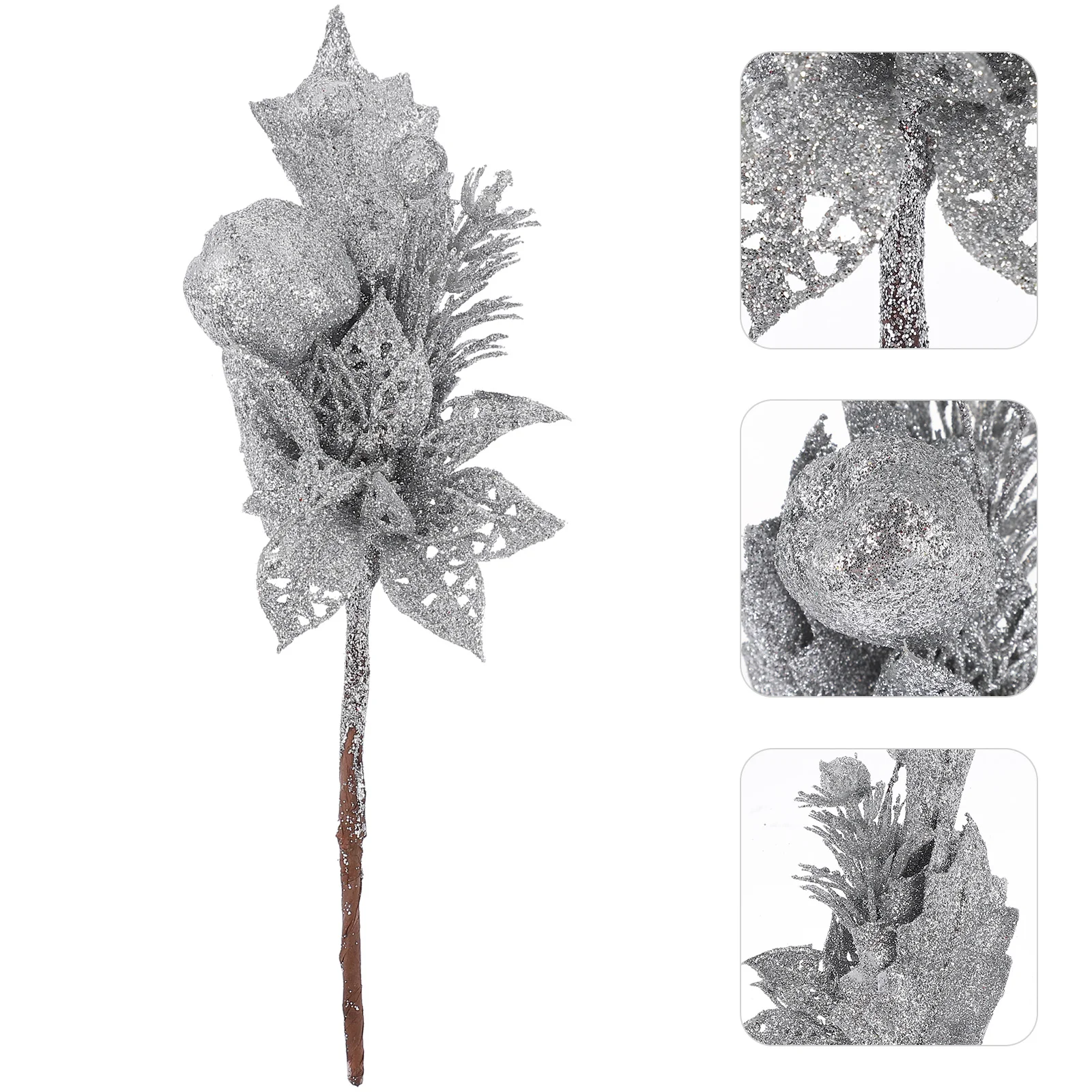 

Christmas Artificial Leaf Leaves Glitter Tree Berry Picks Fake Berries Branches Stems Branch Wreath Floral Stem Holly