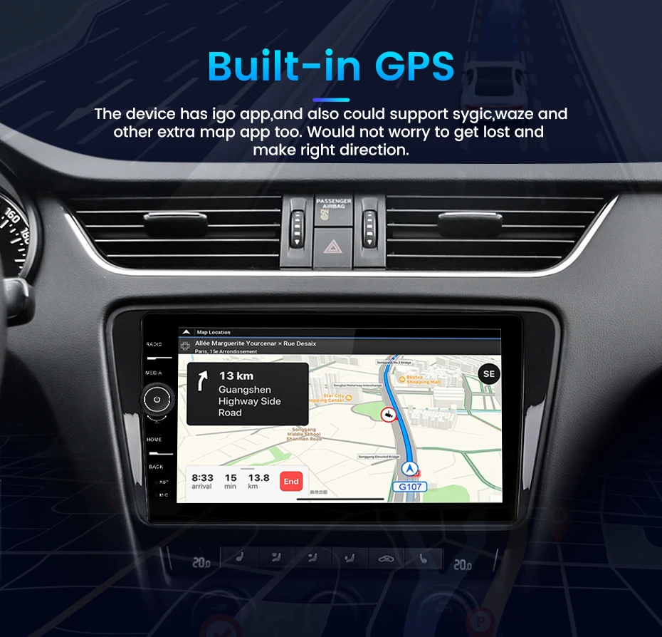 Автомагнитола 8 ядер 8G + 128G 2 Din Android 11 GPS мультимедийный плеер для Honda City 2008 2010 -2013 4G